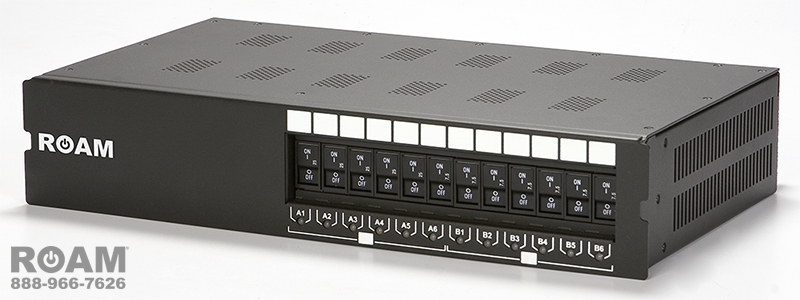 MTC 2850 12-Channel Independent A-Side/B-Side 2U PDU - Front View - Rack Mount DC Breaker Panel - MTC2850